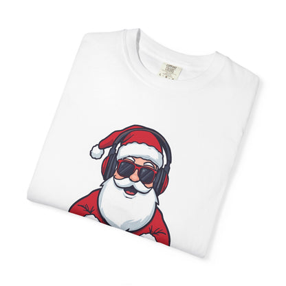 DJ Santa: Holiday Beats Remix, Festive Pop Culture IllustrationT-Shirt – Custom T-Shirt by PixelCraft360, unique decoration for events and special gifts