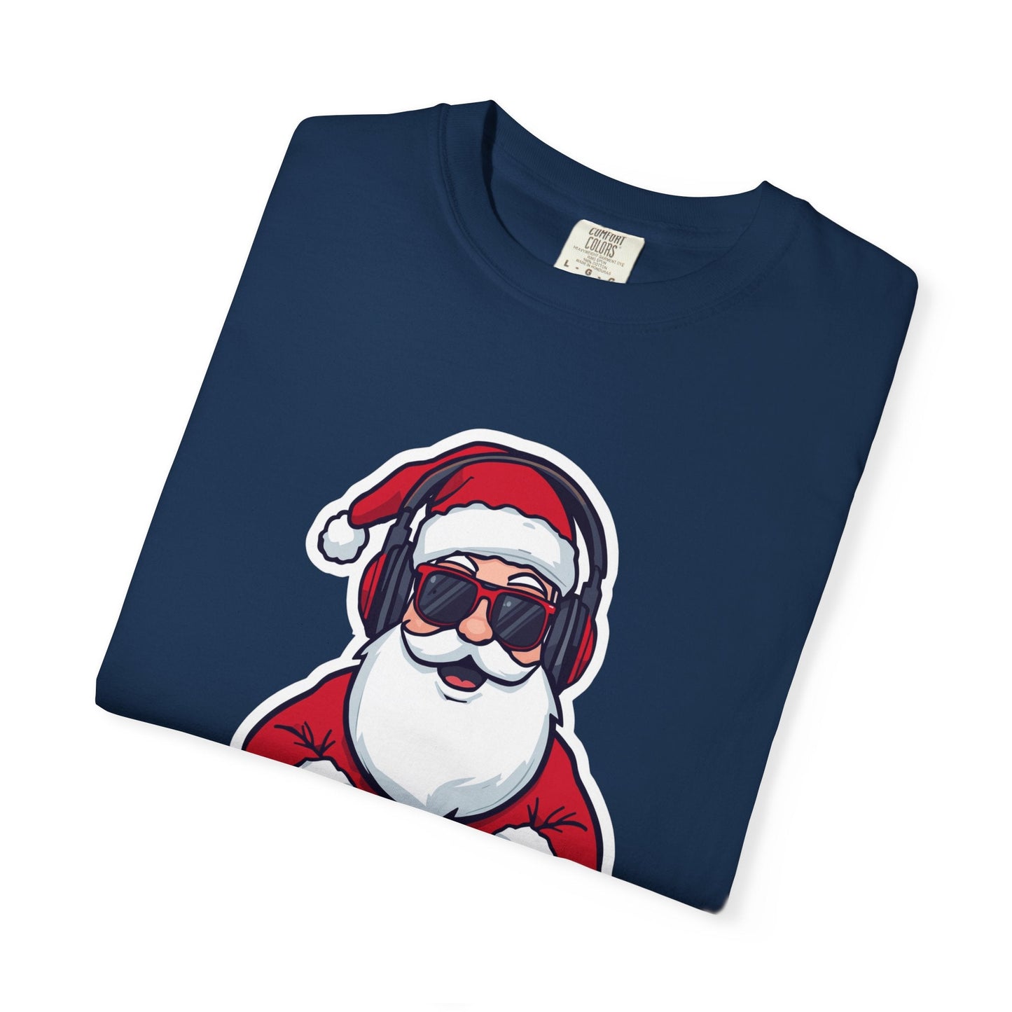 DJ Santa: Holiday Beats Remix, Festive Pop Culture IllustrationT-Shirt – Custom T-Shirt by PixelCraft360, unique decoration for events and special gifts