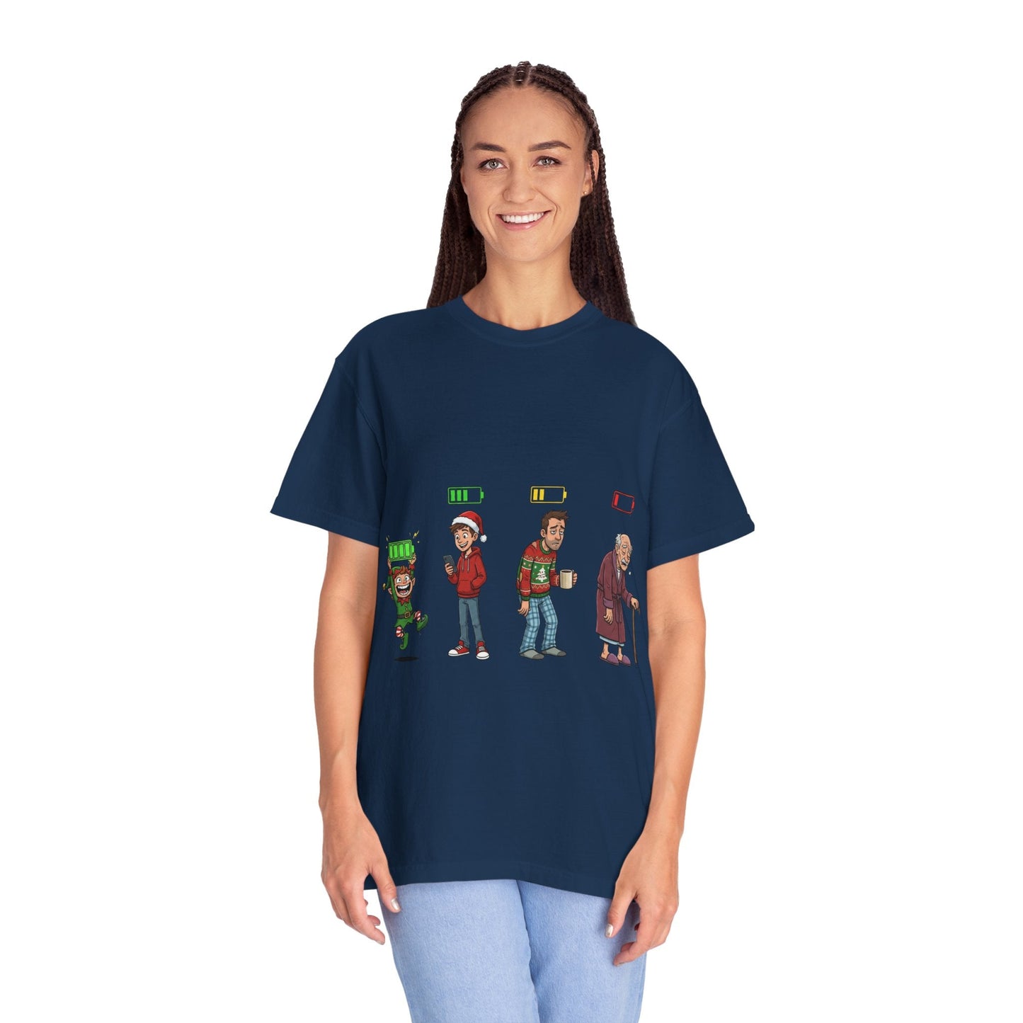 Energy Journey: Stages of Vitality, Illustrated Battery of LifeT-Shirt – Custom T-Shirt by PixelCraft360, unique decoration for events and special gifts