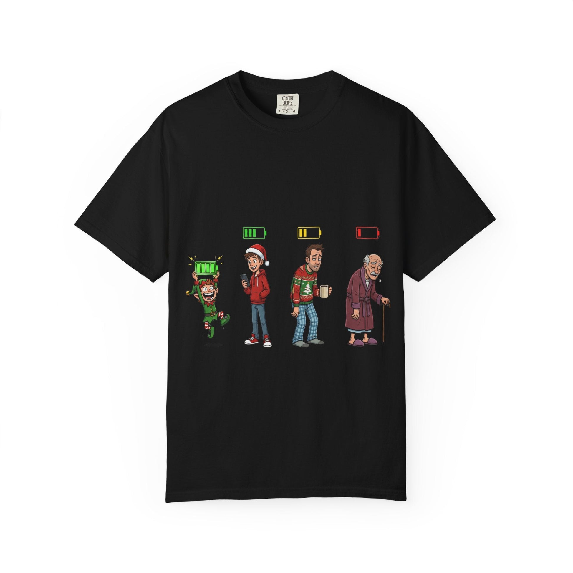 Energy Journey: Stages of Vitality, Illustrated Battery of LifeT-Shirt – Custom T-Shirt by PixelCraft360, unique decoration for events and special gifts