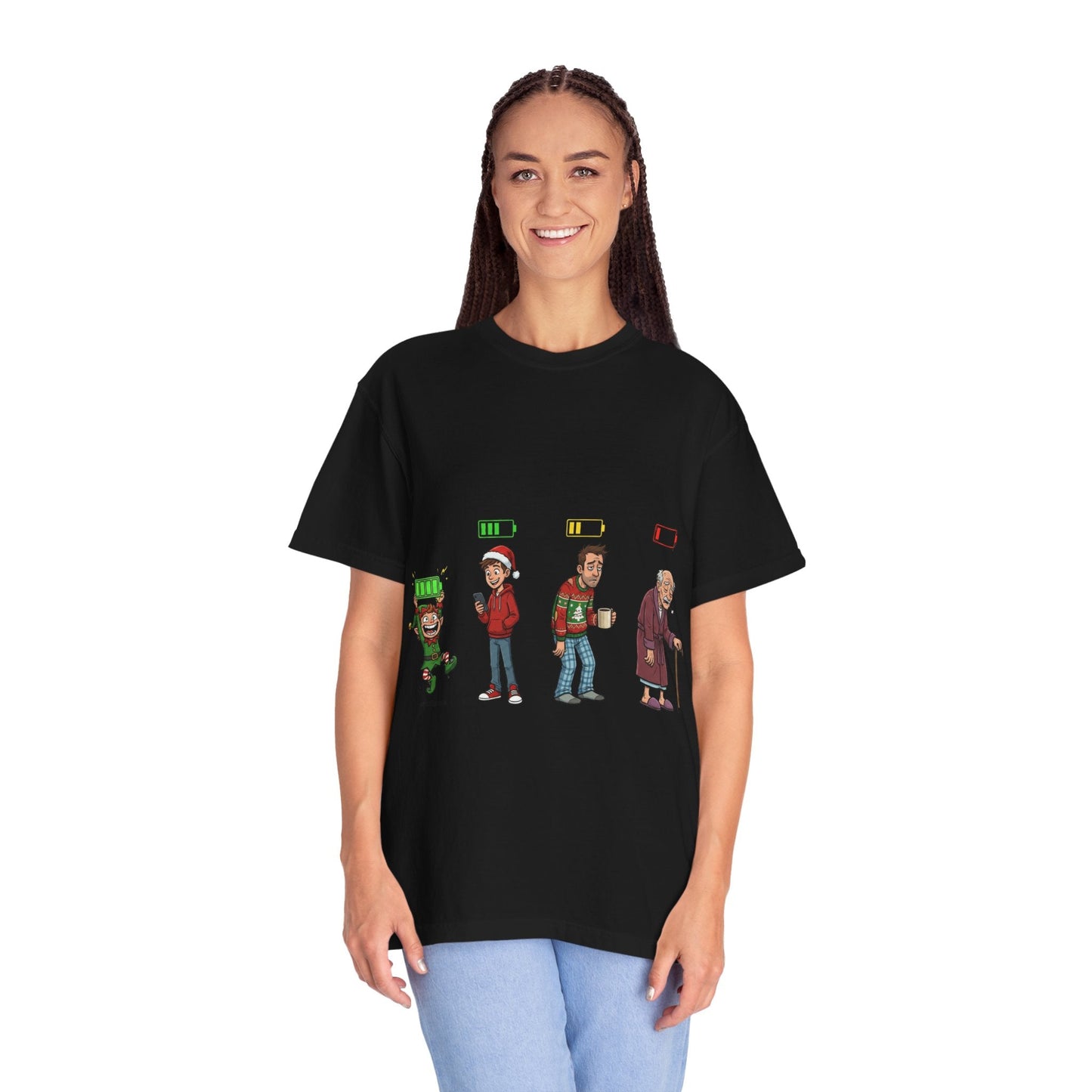 Energy Journey: Stages of Vitality, Illustrated Battery of LifeT-Shirt – Custom T-Shirt by PixelCraft360, unique decoration for events and special gifts