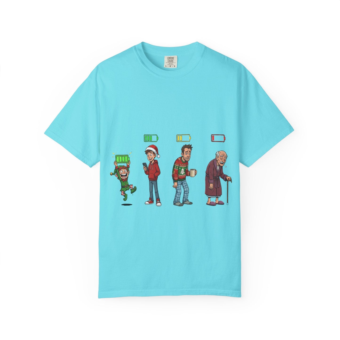 Energy Journey: Stages of Vitality, Illustrated Battery of LifeT-Shirt – Custom T-Shirt by PixelCraft360, unique decoration for events and special gifts