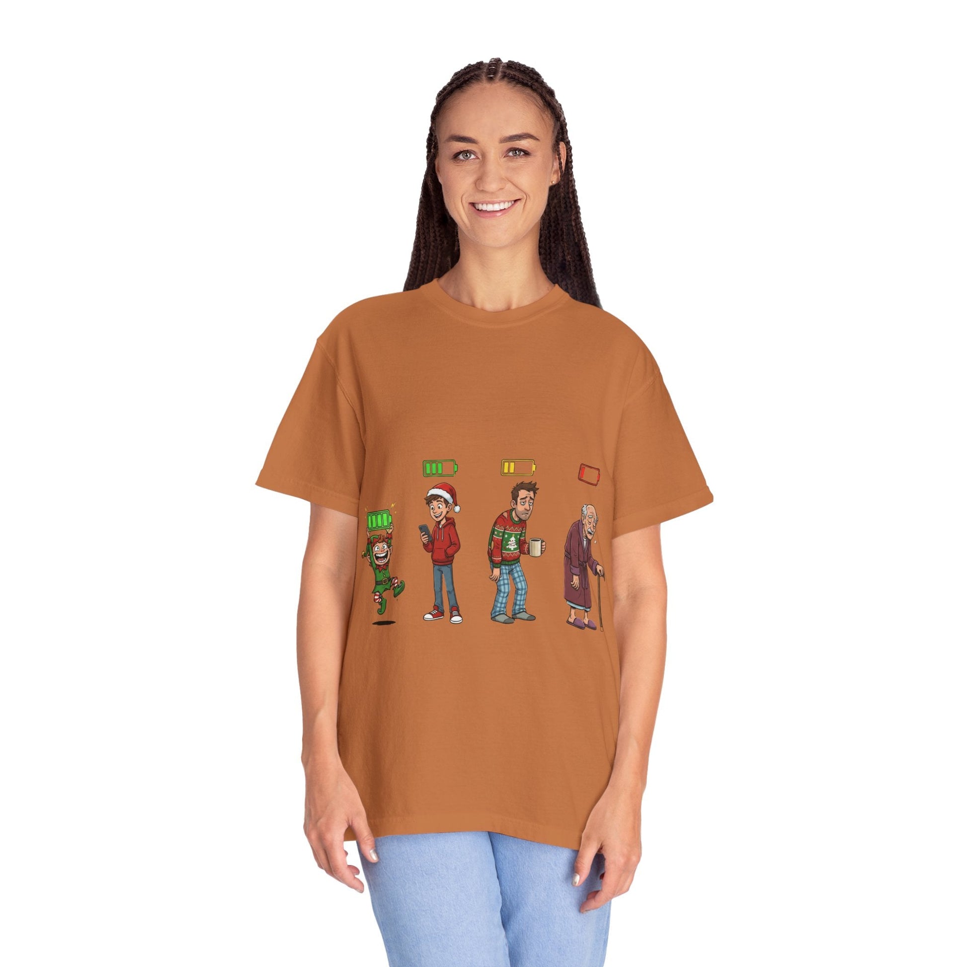 Energy Journey: Stages of Vitality, Illustrated Battery of LifeT-Shirt – Custom T-Shirt by PixelCraft360, unique decoration for events and special gifts