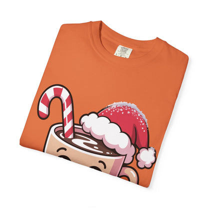 Festive Cocoa Companions: Kawaii Holiday Cheer, Cute Cartoon Christmas IllustrationT-Shirt – Custom T-Shirt by PixelCraft360, unique decoration for events and special gifts
