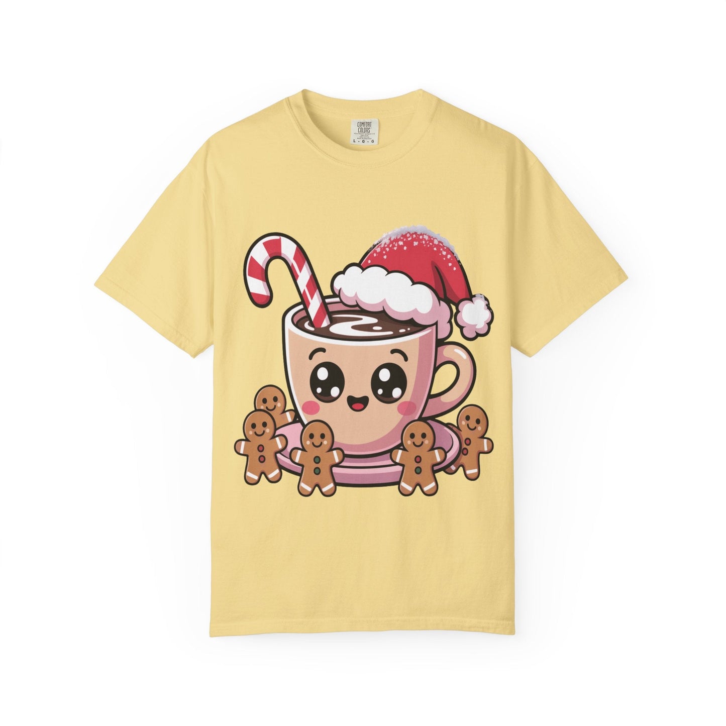 Festive Cocoa Companions: Kawaii Holiday Cheer, Cute Cartoon Christmas IllustrationT-Shirt – Custom T-Shirt by PixelCraft360, unique decoration for events and special gifts