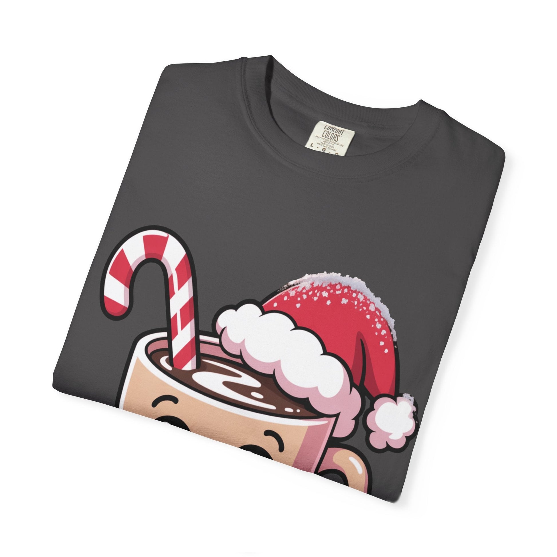 Festive Cocoa Companions: Kawaii Holiday Cheer, Cute Cartoon Christmas IllustrationT-Shirt – Custom T-Shirt by PixelCraft360, unique decoration for events and special gifts