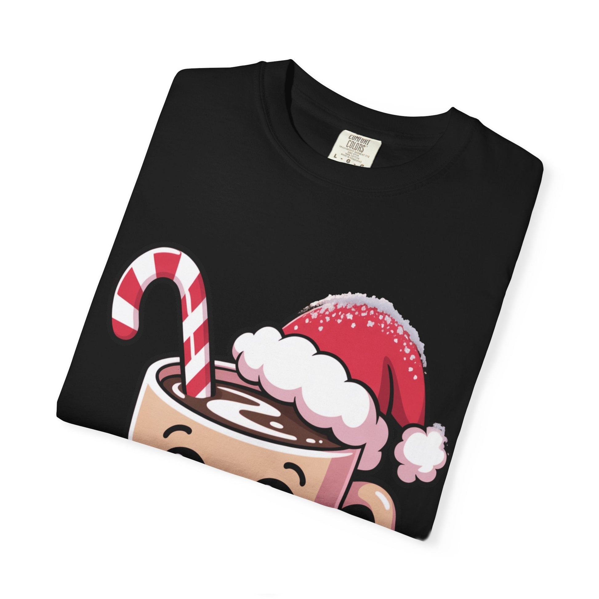 Festive Cocoa Companions: Kawaii Holiday Cheer, Cute Cartoon Christmas IllustrationT-Shirt – Custom T-Shirt by PixelCraft360, unique decoration for events and special gifts