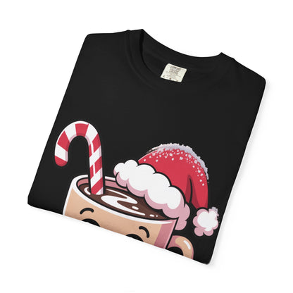 Festive Cocoa Companions: Kawaii Holiday Cheer, Cute Cartoon Christmas IllustrationT-Shirt – Custom T-Shirt by PixelCraft360, unique decoration for events and special gifts
