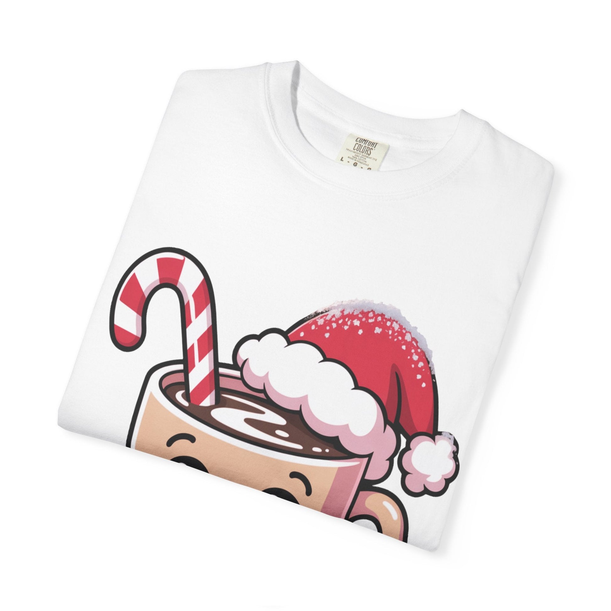 Festive Cocoa Companions: Kawaii Holiday Cheer, Cute Cartoon Christmas IllustrationT-Shirt – Custom T-Shirt by PixelCraft360, unique decoration for events and special gifts