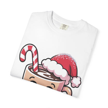 Festive Cocoa Companions: Kawaii Holiday Cheer, Cute Cartoon Christmas IllustrationT-Shirt – Custom T-Shirt by PixelCraft360, unique decoration for events and special gifts