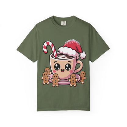 Festive Cocoa Companions: Kawaii Holiday Cheer, Cute Cartoon Christmas IllustrationT-Shirt – Custom T-Shirt by PixelCraft360, unique decoration for events and special gifts