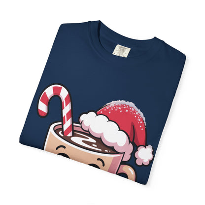 Festive Cocoa Companions: Kawaii Holiday Cheer, Cute Cartoon Christmas IllustrationT-Shirt – Custom T-Shirt by PixelCraft360, unique decoration for events and special gifts