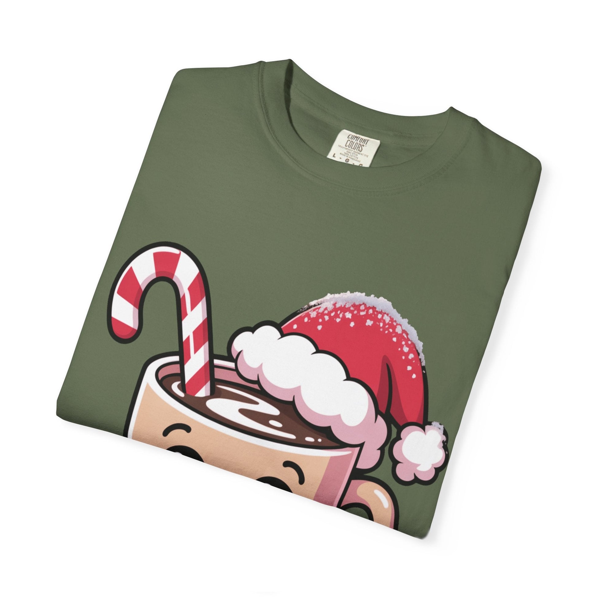 Festive Cocoa Companions: Kawaii Holiday Cheer, Cute Cartoon Christmas IllustrationT-Shirt – Custom T-Shirt by PixelCraft360, unique decoration for events and special gifts
