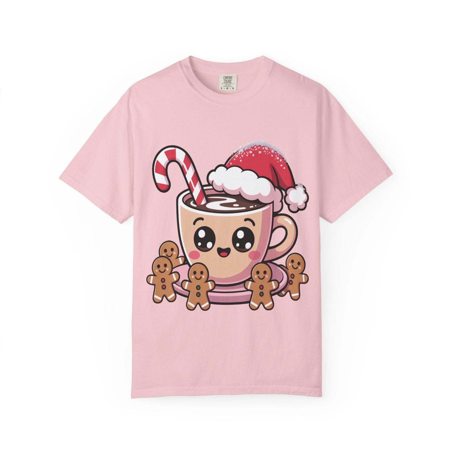 Festive Cocoa Companions: Kawaii Holiday Cheer, Cute Cartoon Christmas IllustrationT-Shirt – Custom T-Shirt by PixelCraft360, unique decoration for events and special gifts