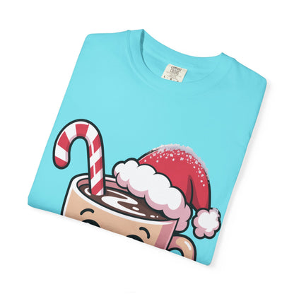 Festive Cocoa Companions: Kawaii Holiday Cheer, Cute Cartoon Christmas IllustrationT-Shirt – Custom T-Shirt by PixelCraft360, unique decoration for events and special gifts