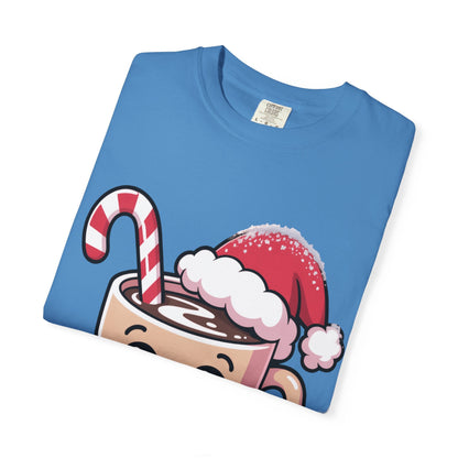 Festive Cocoa Companions: Kawaii Holiday Cheer, Cute Cartoon Christmas IllustrationT-Shirt – Custom T-Shirt by PixelCraft360, unique decoration for events and special gifts