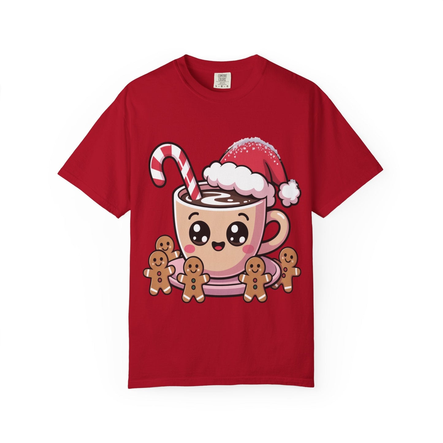 Festive Cocoa Companions: Kawaii Holiday Cheer, Cute Cartoon Christmas IllustrationT-Shirt – Custom T-Shirt by PixelCraft360, unique decoration for events and special gifts