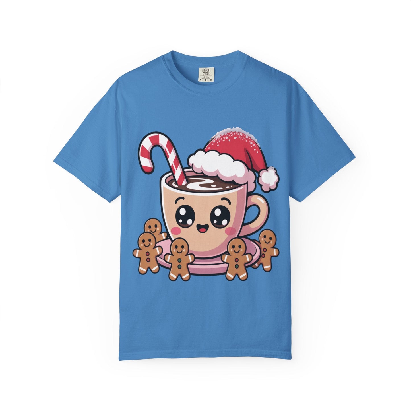 Festive Cocoa Companions: Kawaii Holiday Cheer, Cute Cartoon Christmas IllustrationT-Shirt – Custom T-Shirt by PixelCraft360, unique decoration for events and special gifts