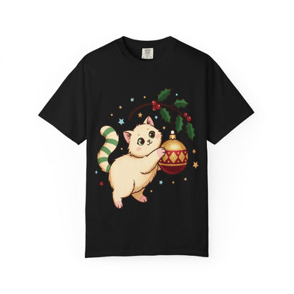 Festive Feline Fantasy: Christmas Kawaii Kitten, Digital Anime Holiday Illustration T-shirt – Custom T-Shirt by PixelCraft360, unique decoration for events and special gifts
