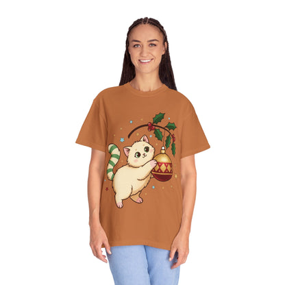 Festive Feline Fantasy: Christmas Kawaii Kitten, Digital Anime Holiday Illustration T-shirt – Custom T-Shirt by PixelCraft360, unique decoration for events and special gifts