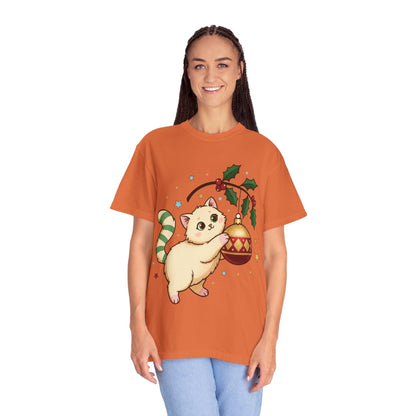 Festive Feline Fantasy: Christmas Kawaii Kitten, Digital Anime Holiday Illustration T-shirt – Custom T-Shirt by PixelCraft360, unique decoration for events and special gifts