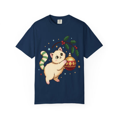 Festive Feline Fantasy: Christmas Kawaii Kitten, Digital Anime Holiday Illustration T-shirt – Custom T-Shirt by PixelCraft360, unique decoration for events and special gifts