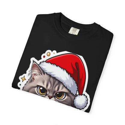 Festive Feline Fury: Holiday Grumpy Cat Illustration, Anime - Style Christmas Artwork T-shirt – Custom T-Shirt by PixelCraft360, unique decoration for events and special gifts