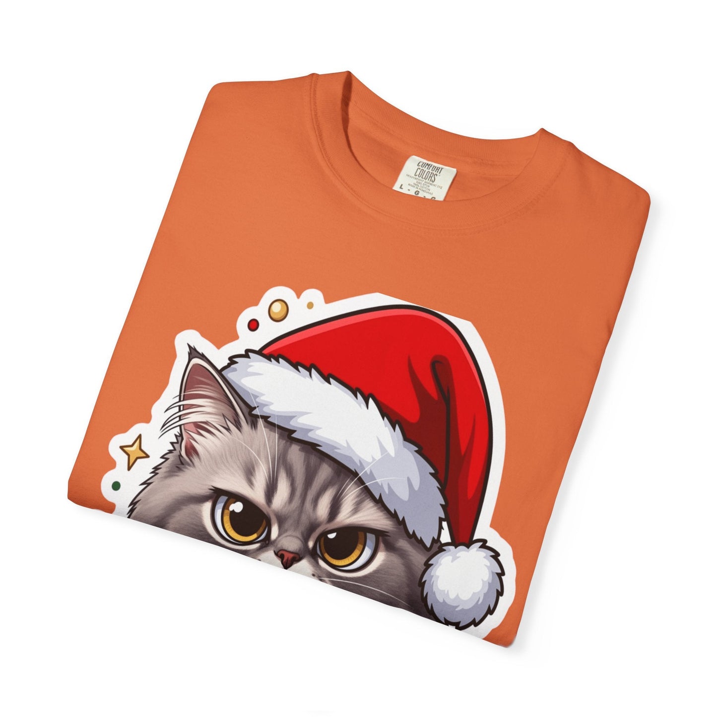 Festive Feline Fury: Holiday Grumpy Cat Illustration, Anime - Style Christmas Artwork T-shirt – Custom T-Shirt by PixelCraft360, unique decoration for events and special gifts