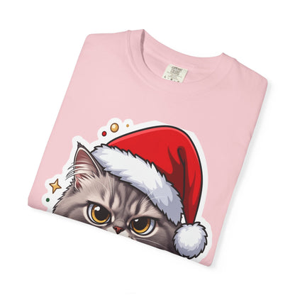 Festive Feline Fury: Holiday Grumpy Cat Illustration, Anime - Style Christmas Artwork T-shirt – Custom T-Shirt by PixelCraft360, unique decoration for events and special gifts