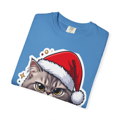 Festive Feline Fury: Holiday Grumpy Cat Illustration, Anime - Style Christmas Artwork T-shirt – Custom T-Shirt by PixelCraft360, unique decoration for events and special gifts