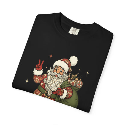 Festive Folk Santa: Whimsical Holiday Illustration, Retro Christmas Art Style T-shirt – Custom T-Shirt by PixelCraft360, unique decoration for events and special gifts