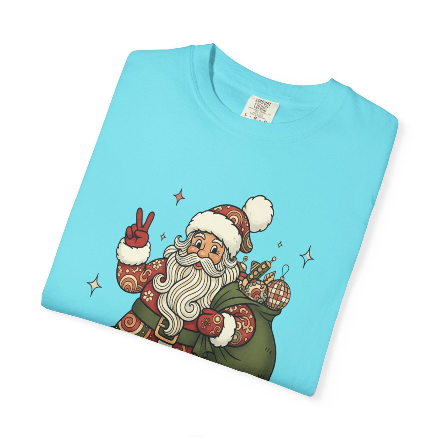 Festive Folk Santa: Whimsical Holiday Illustration, Retro Christmas Art Style T-shirt – Custom T-Shirt by PixelCraft360, unique decoration for events and special gifts