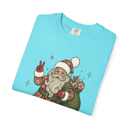 Festive Folk Santa: Whimsical Holiday Illustration, Retro Christmas Art Style T-shirt – Custom T-Shirt by PixelCraft360, unique decoration for events and special gifts