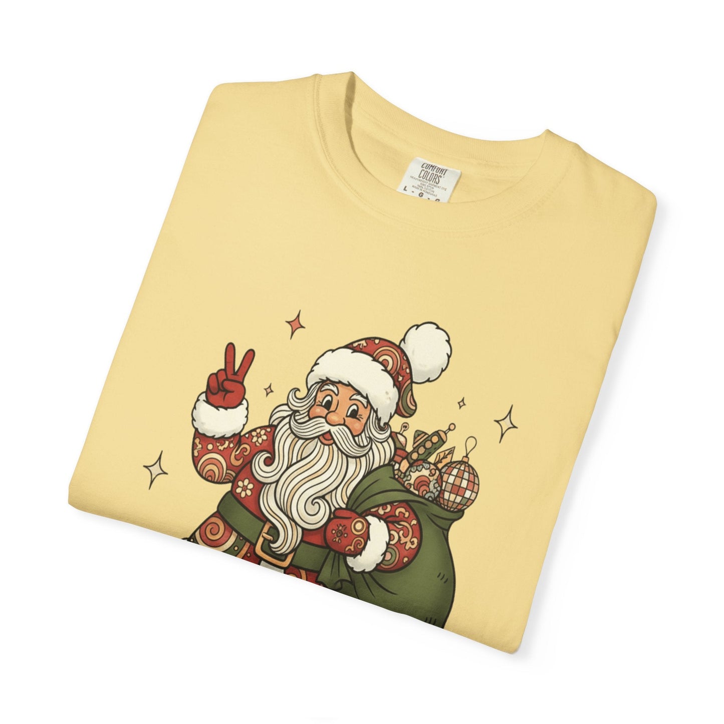 Festive Folk Santa: Whimsical Holiday Illustration, Retro Christmas Art Style T-shirt – Custom T-Shirt by PixelCraft360, unique decoration for events and special gifts