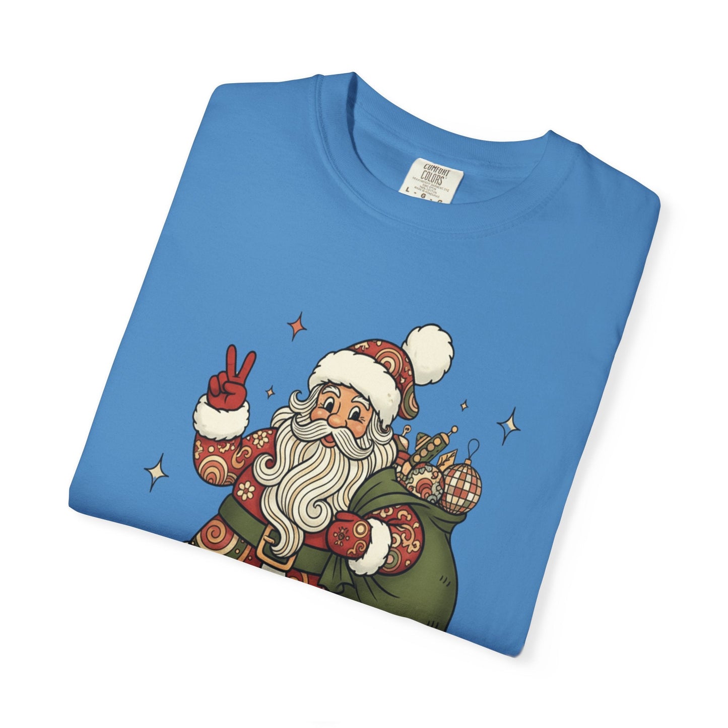 Festive Folk Santa: Whimsical Holiday Illustration, Retro Christmas Art Style T-shirt – Custom T-Shirt by PixelCraft360, unique decoration for events and special gifts