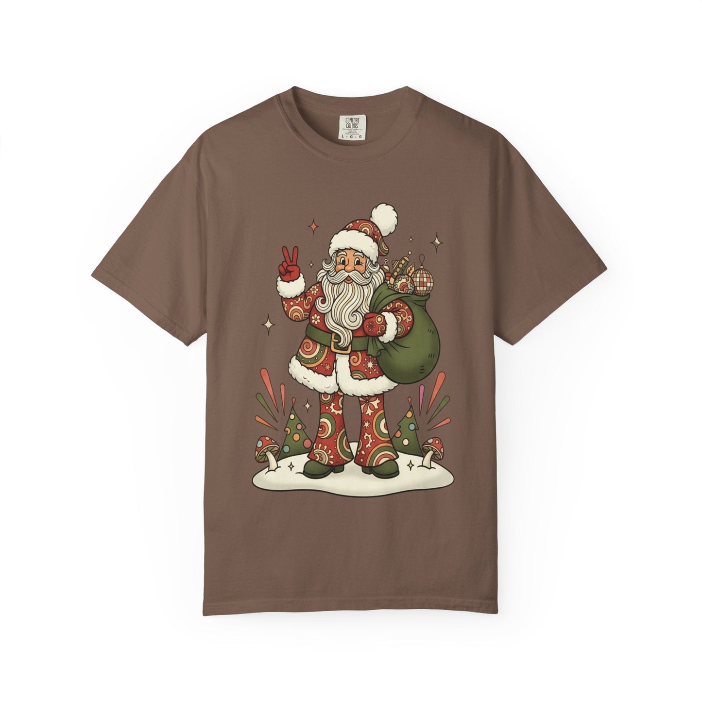 Festive Folk Santa: Whimsical Holiday Illustration, Retro Christmas Art Style T-shirt – Custom T-Shirt by PixelCraft360, unique decoration for events and special gifts