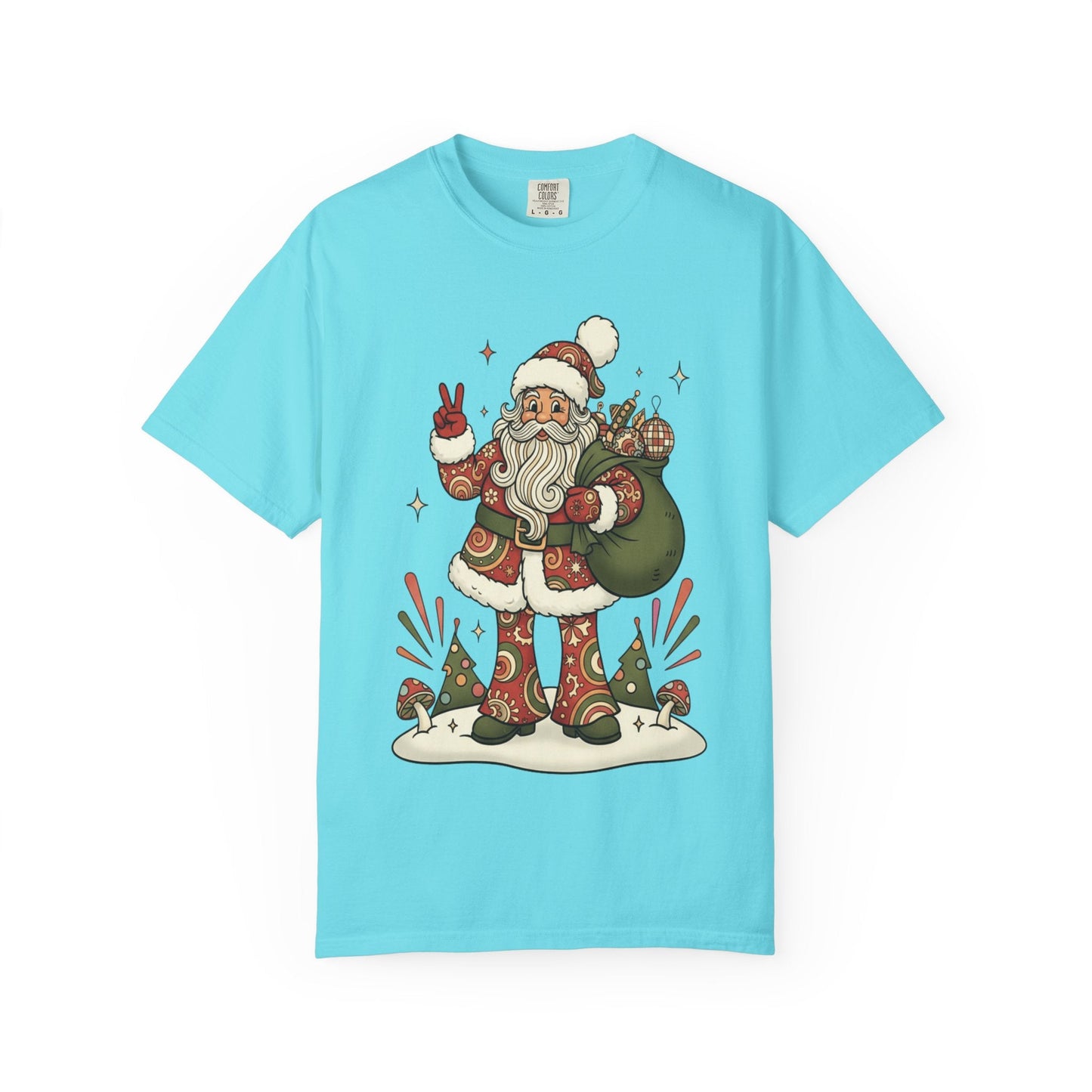 Festive Folk Santa: Whimsical Holiday Illustration, Retro Christmas Art Style T-shirt – Custom T-Shirt by PixelCraft360, unique decoration for events and special gifts
