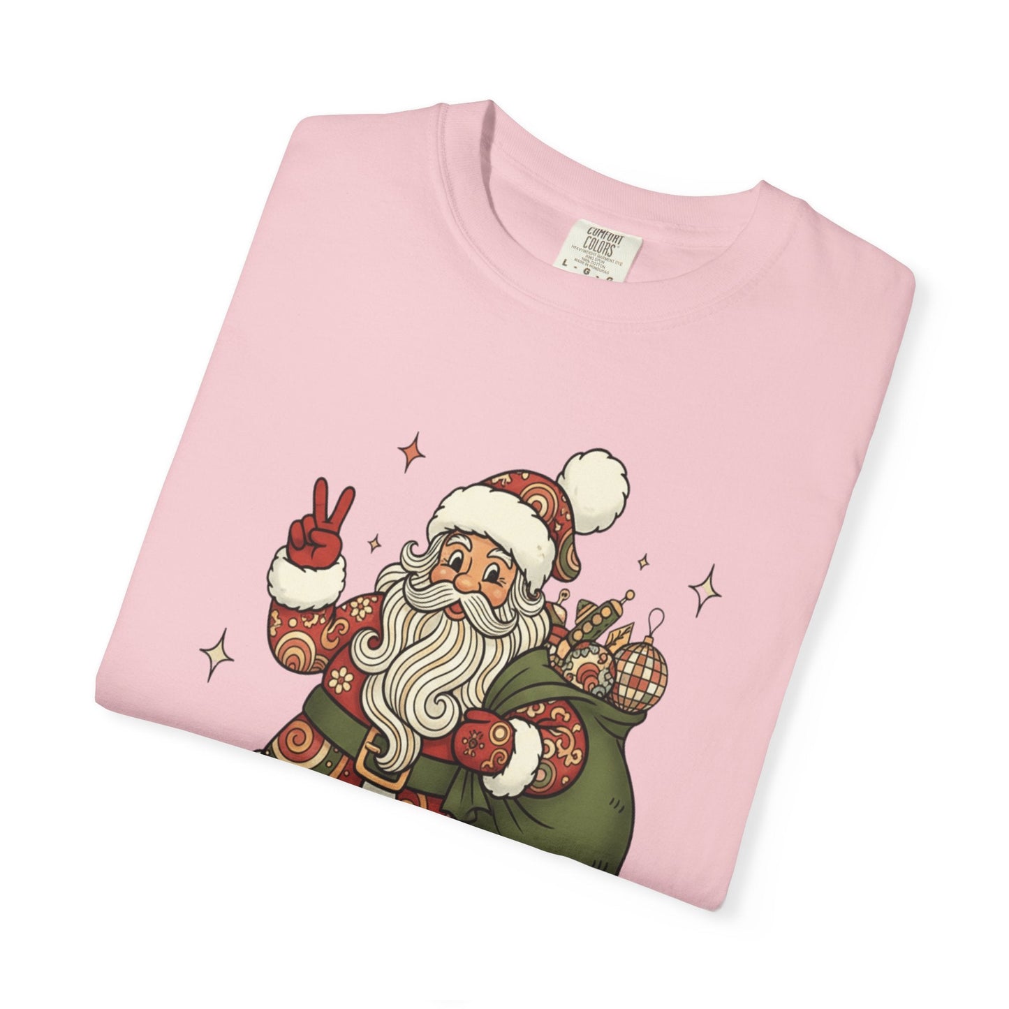 Festive Folk Santa: Whimsical Holiday Illustration, Retro Christmas Art Style T-shirt – Custom T-Shirt by PixelCraft360, unique decoration for events and special gifts