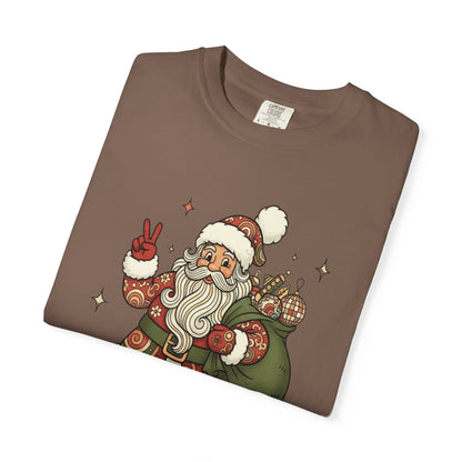 Festive Folk Santa: Whimsical Holiday Illustration, Retro Christmas Art Style T-shirt – Custom T-Shirt by PixelCraft360, unique decoration for events and special gifts