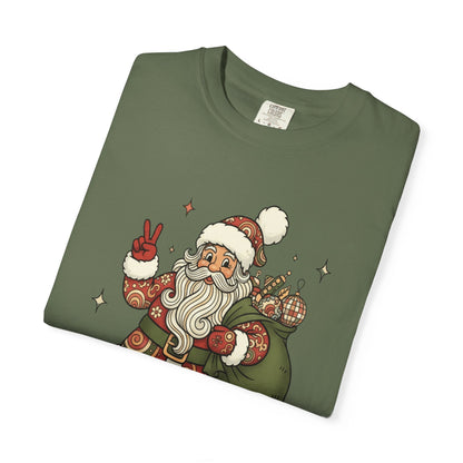 Festive Folk Santa: Whimsical Holiday Illustration, Retro Christmas Art Style T-shirt – Custom T-Shirt by PixelCraft360, unique decoration for events and special gifts