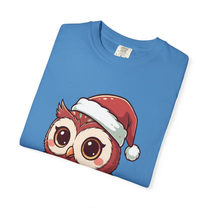 Festive Forest Friend: Christmas Owl Illustration, Cute Holiday Character Design T-shirt – Custom T-Shirt by PixelCraft360, unique decoration for events and special gifts