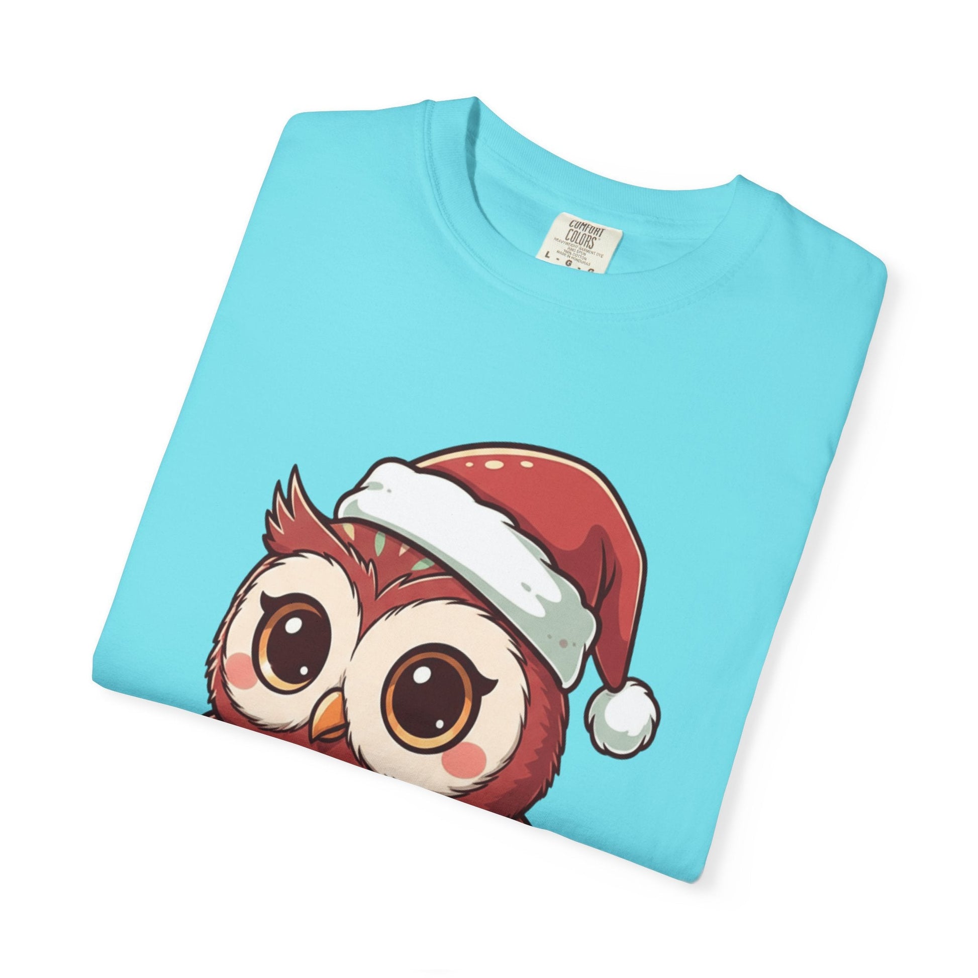 Festive Forest Friend: Christmas Owl Illustration, Cute Holiday Character Design T-shirt – Custom T-Shirt by PixelCraft360, unique decoration for events and special gifts