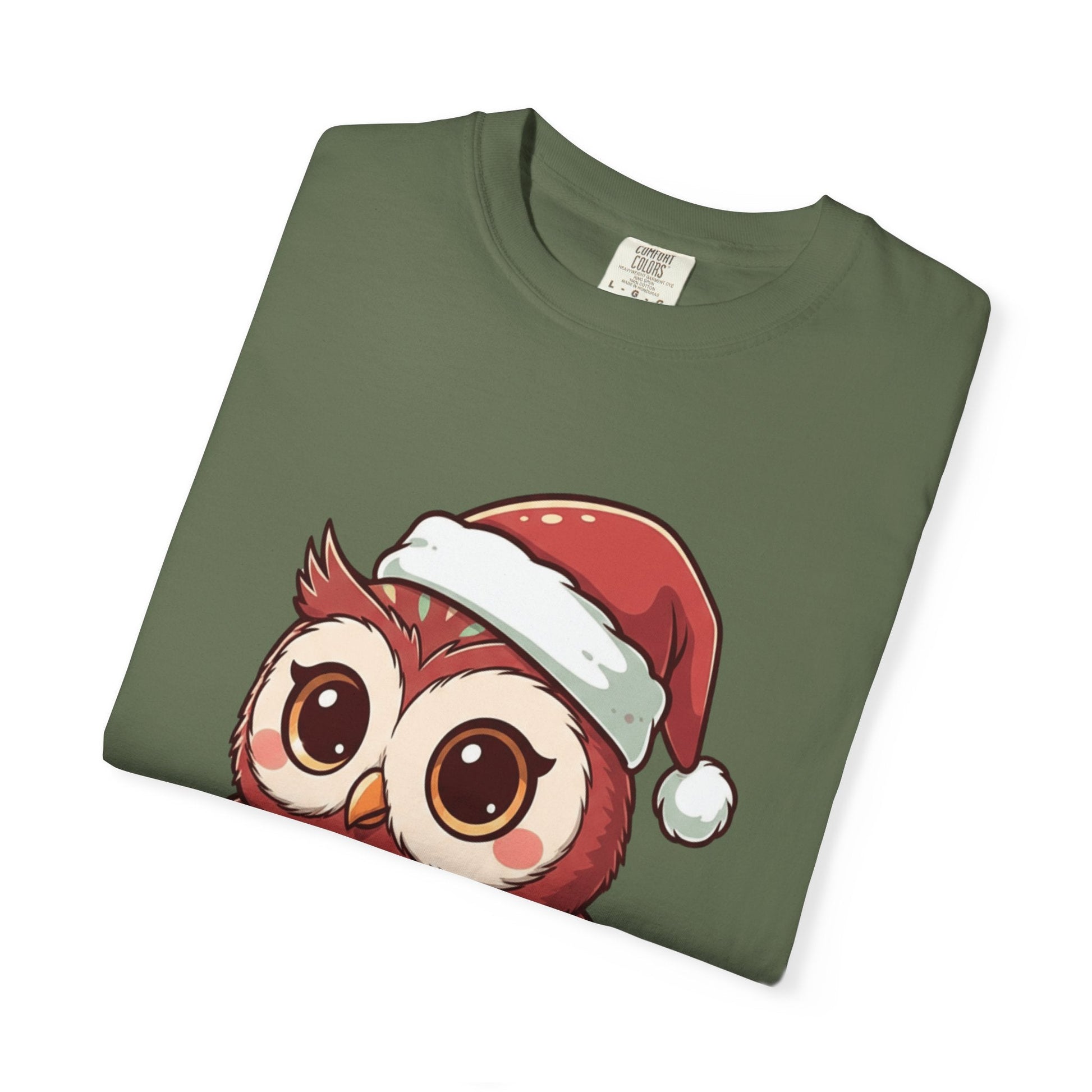 Festive Forest Friend: Christmas Owl Illustration, Cute Holiday Character Design T-shirt – Custom T-Shirt by PixelCraft360, unique decoration for events and special gifts