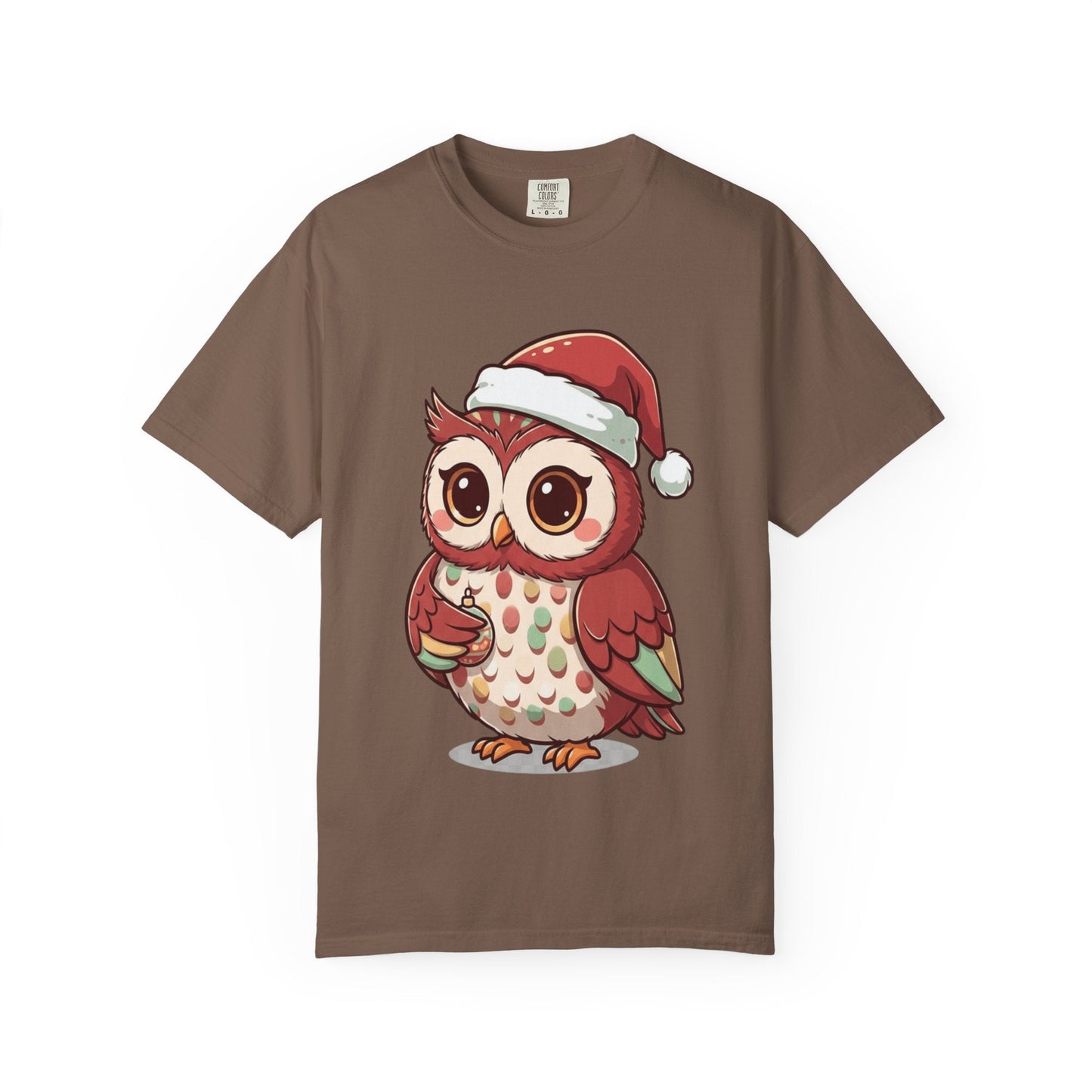 Festive Forest Friend: Christmas Owl Illustration, Cute Holiday Character Design T-shirt – Custom T-Shirt by PixelCraft360, unique decoration for events and special gifts