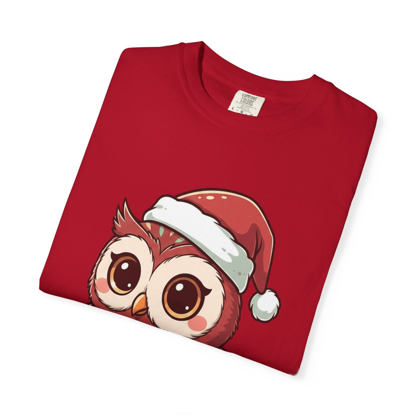 Festive Forest Friend: Christmas Owl Illustration, Cute Holiday Character Design T-shirt – Custom T-Shirt by PixelCraft360, unique decoration for events and special gifts