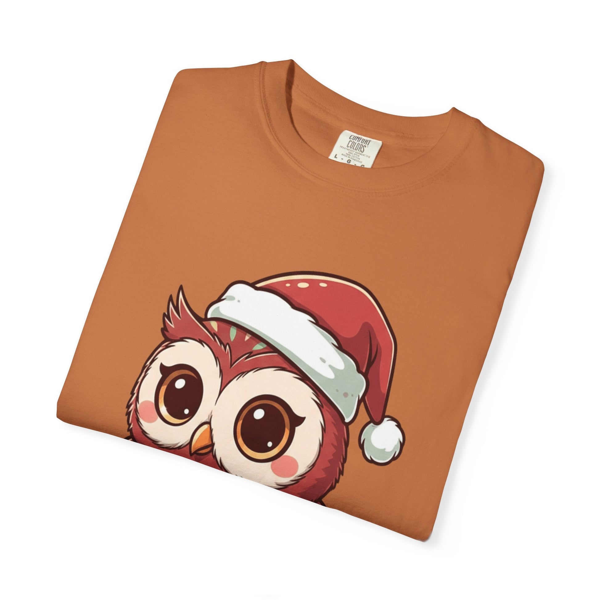 Festive Forest Friend: Christmas Owl Illustration, Cute Holiday Character Design T-shirt – Custom T-Shirt by PixelCraft360, unique decoration for events and special gifts
