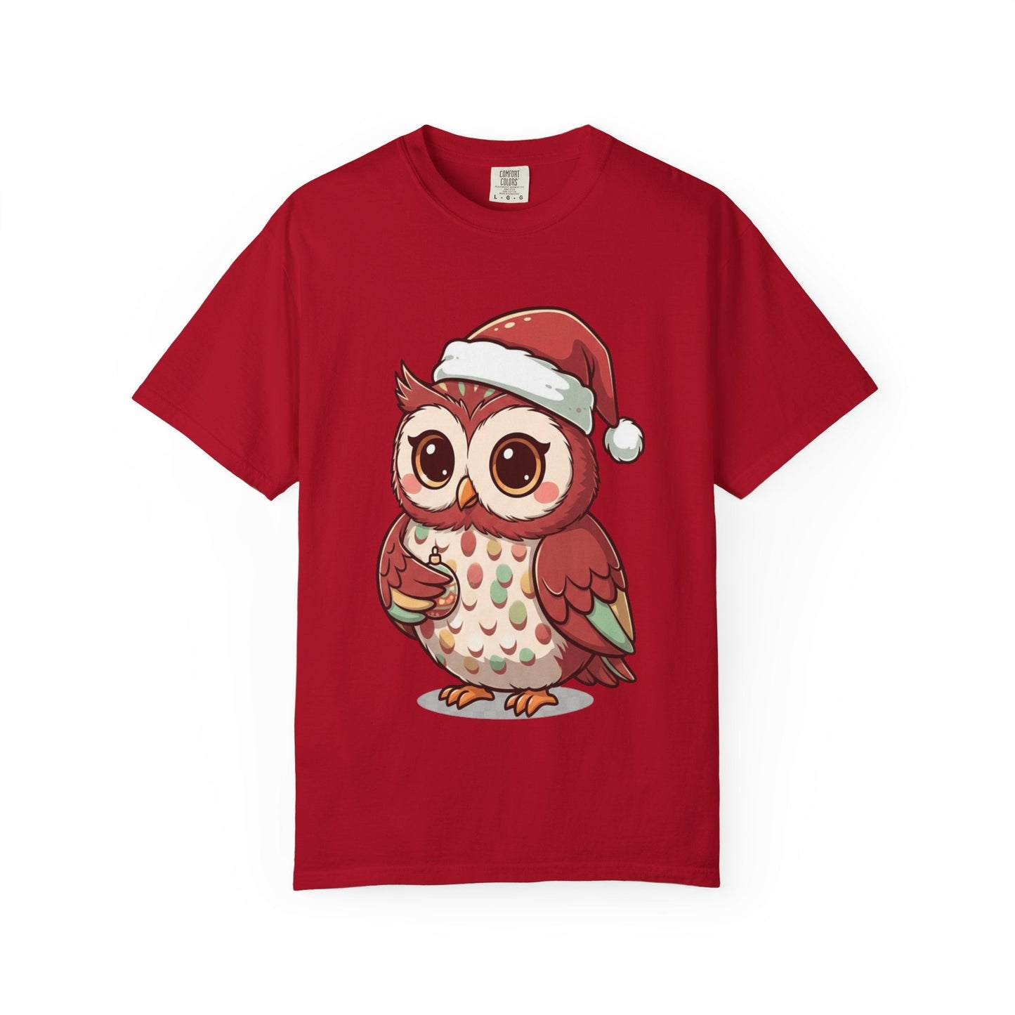 Festive Forest Friend: Christmas Owl Illustration, Cute Holiday Character Design T-shirt – Custom T-Shirt by PixelCraft360, unique decoration for events and special gifts