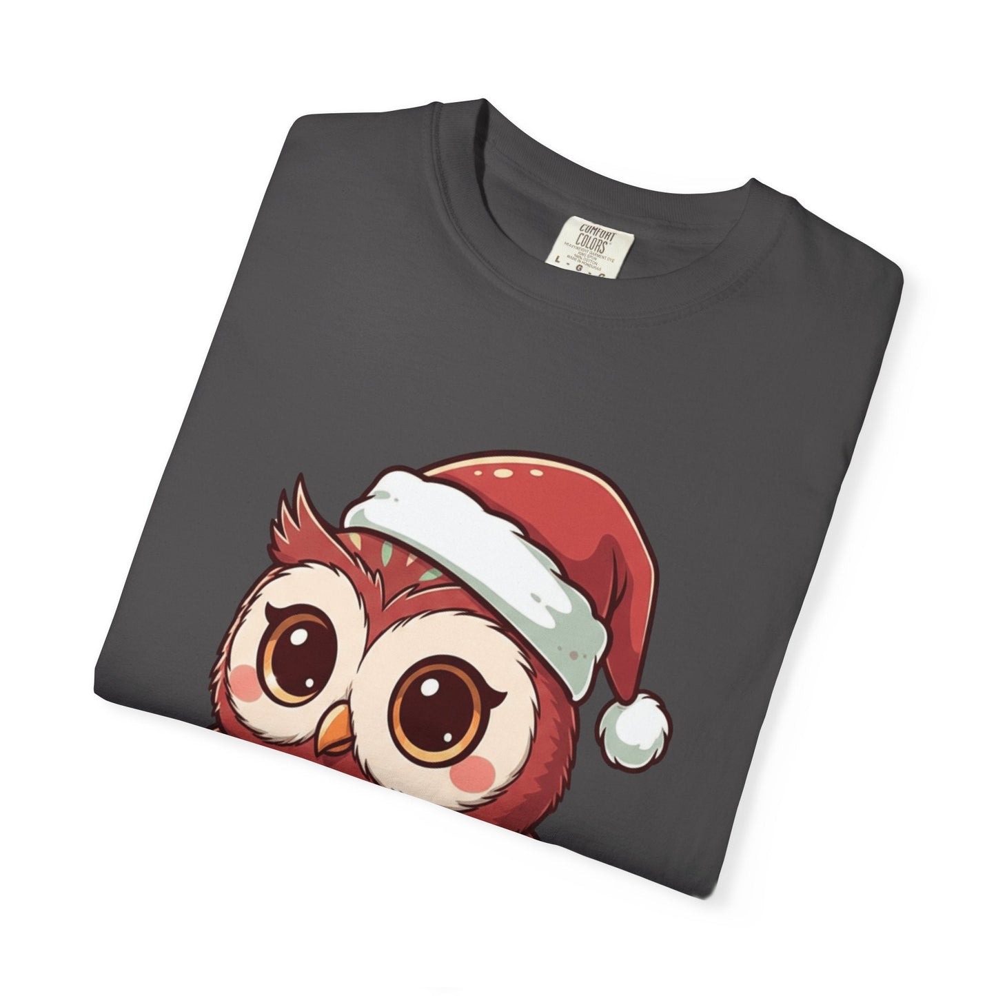 Festive Forest Friend: Christmas Owl Illustration, Cute Holiday Character Design T-shirt – Custom T-Shirt by PixelCraft360, unique decoration for events and special gifts