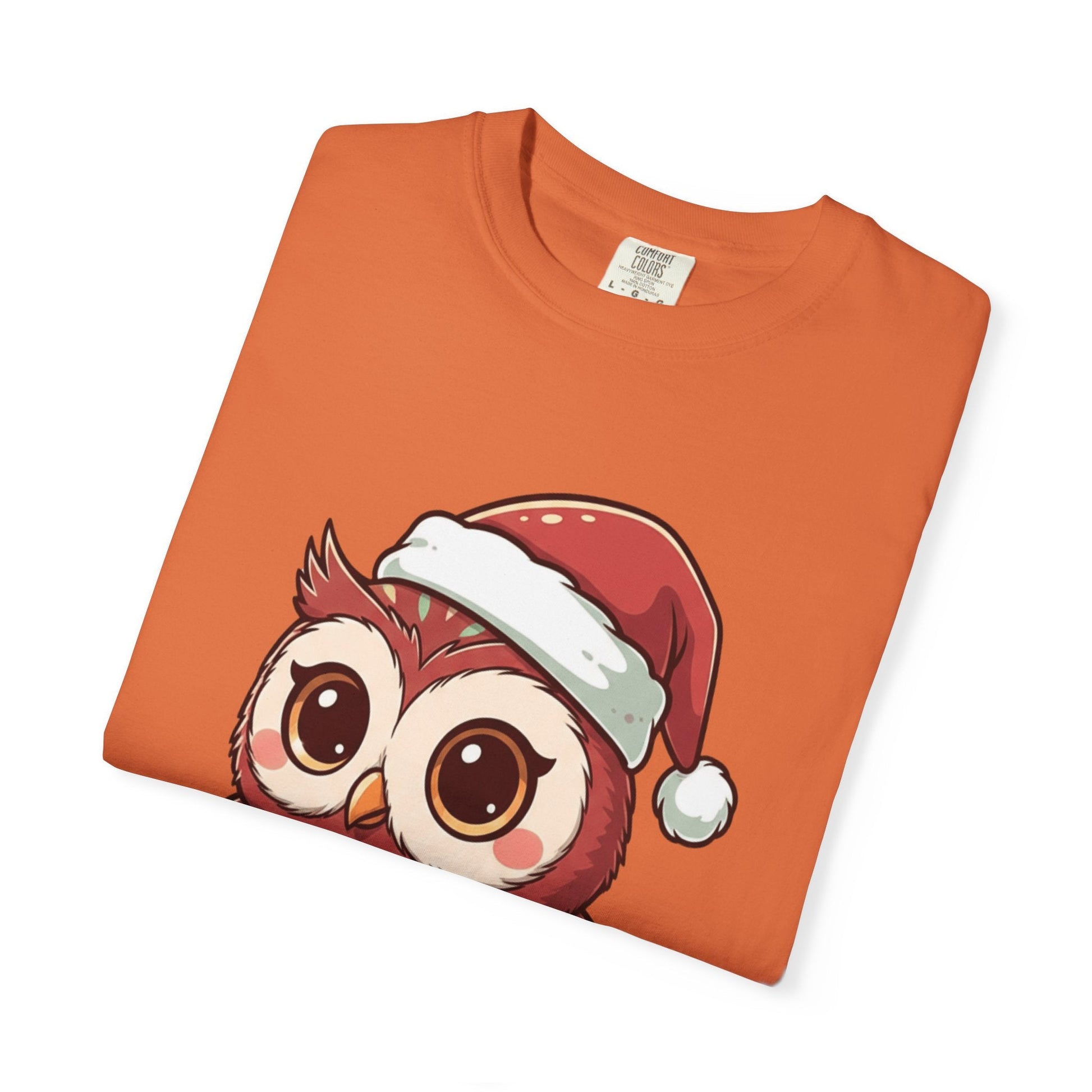 Festive Forest Friend: Christmas Owl Illustration, Cute Holiday Character Design T-shirt – Custom T-Shirt by PixelCraft360, unique decoration for events and special gifts