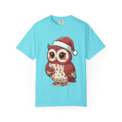 Festive Forest Friend: Christmas Owl Illustration, Cute Holiday Character Design T-shirt – Custom T-Shirt by PixelCraft360, unique decoration for events and special gifts